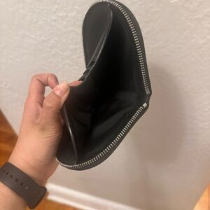 Telfar Black Wallet with Silver Zipper